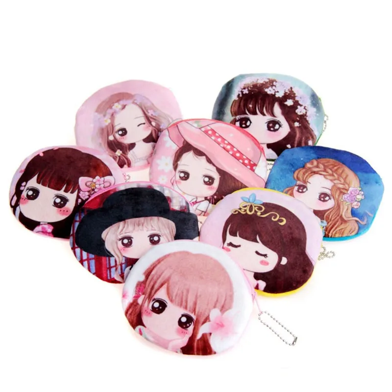 2017 cute cartoon girl change pocket female plush coin purse Teenagers princess small wallet with print for children girls | Багаж и сумки