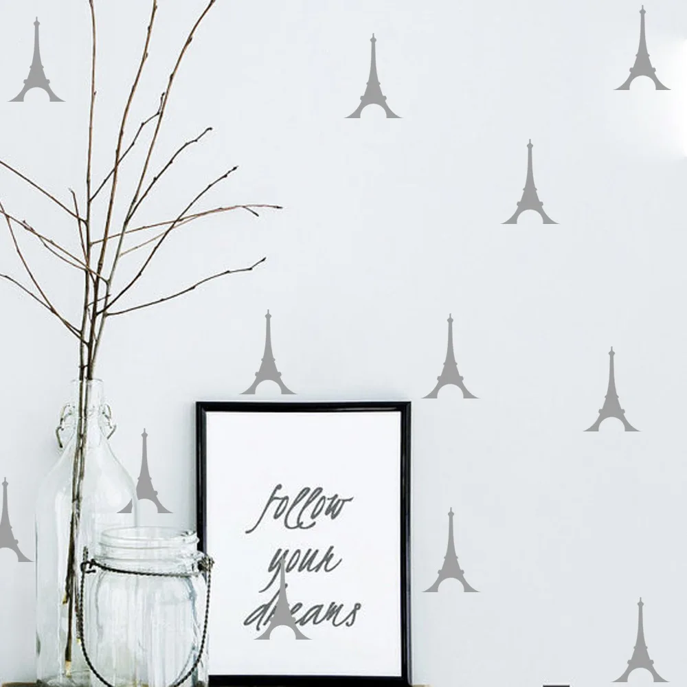 Переводная наклейка с маленькой Эйфелевой башней 12 шт. Съемные Наклейки на стены