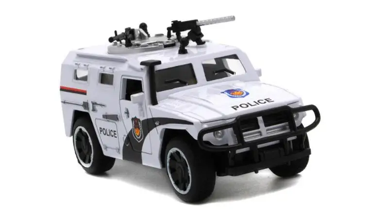 Белый 1/32 полицейская спецназа модель автомобиля оттягивающая игрушка автомобиль металлические транспортные средства со звуком светильник игрушки для детей - Цвет: Белый
