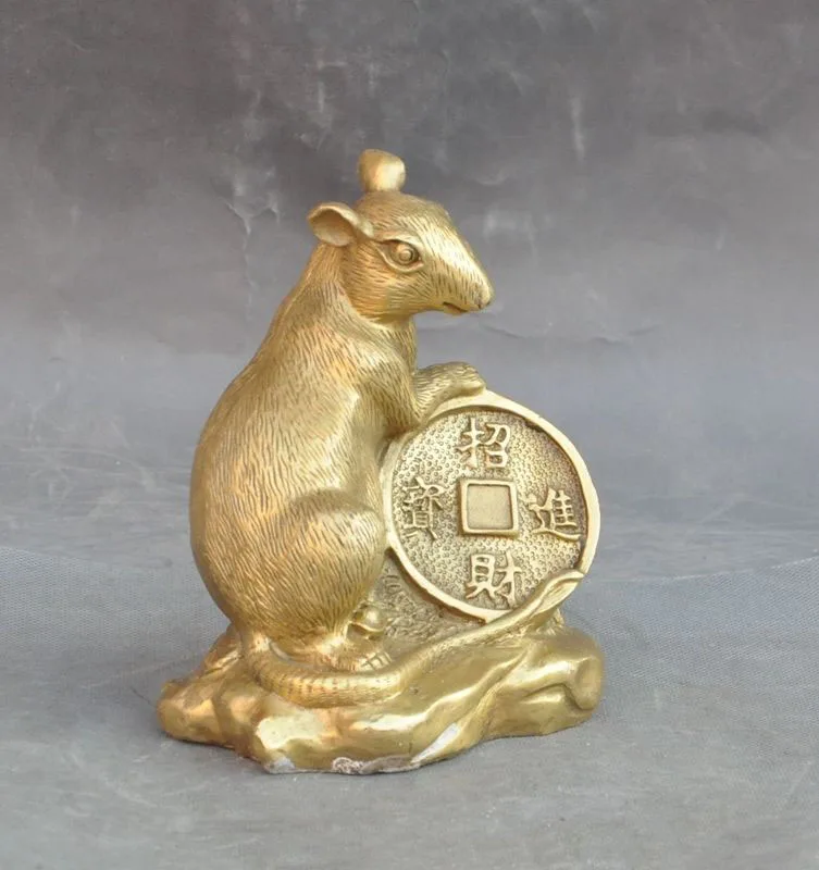 Статуя ремесла Счастливый Китайский латунный феншуй Богатство yuanbao Монета
