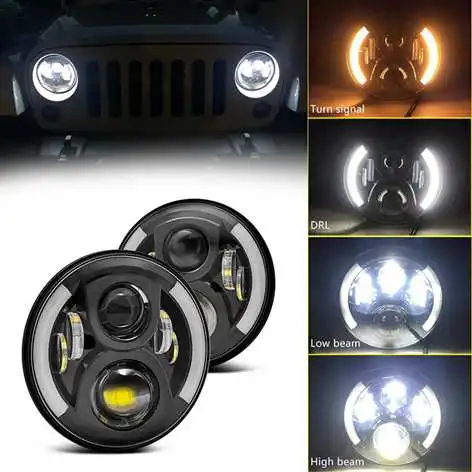 Круглые Галогенные Светодиодные фары 2 шт. 7 дюймов для Jeep Wrangler Unlimited JK дневные