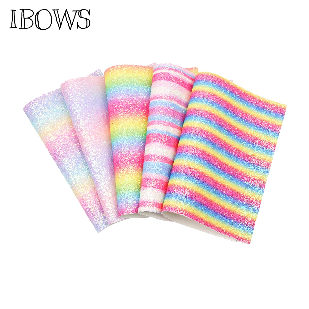 IBOWS 22*30 см Радужная блестящая синтетическая кожа массивный Блестящий лист с