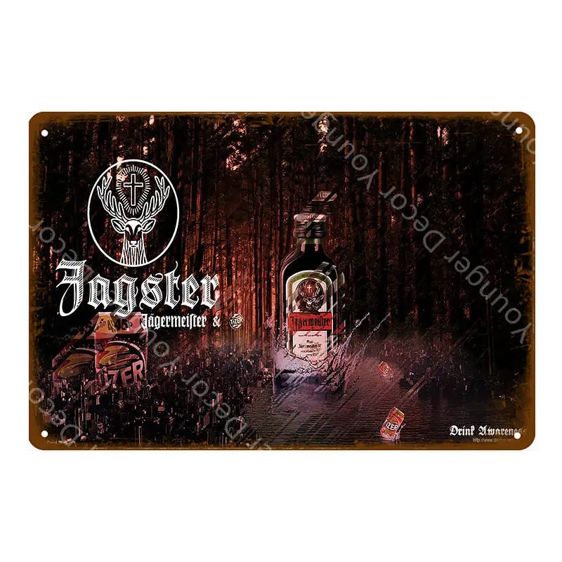 YD4135F Jagermeister голова оленя металлический плакат Jager бомбы винная тарелка винтажная Настенная Наклейка Паб Бар домашний декор напиток Пиво Виски жестяные знаки - Цвет: YD4135F