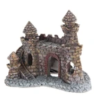 Горящее аквариумное искусственное украшение для замка из смолы, старинный замок, башня, домик, украшения, скала, пещера для рыбы, креветок
