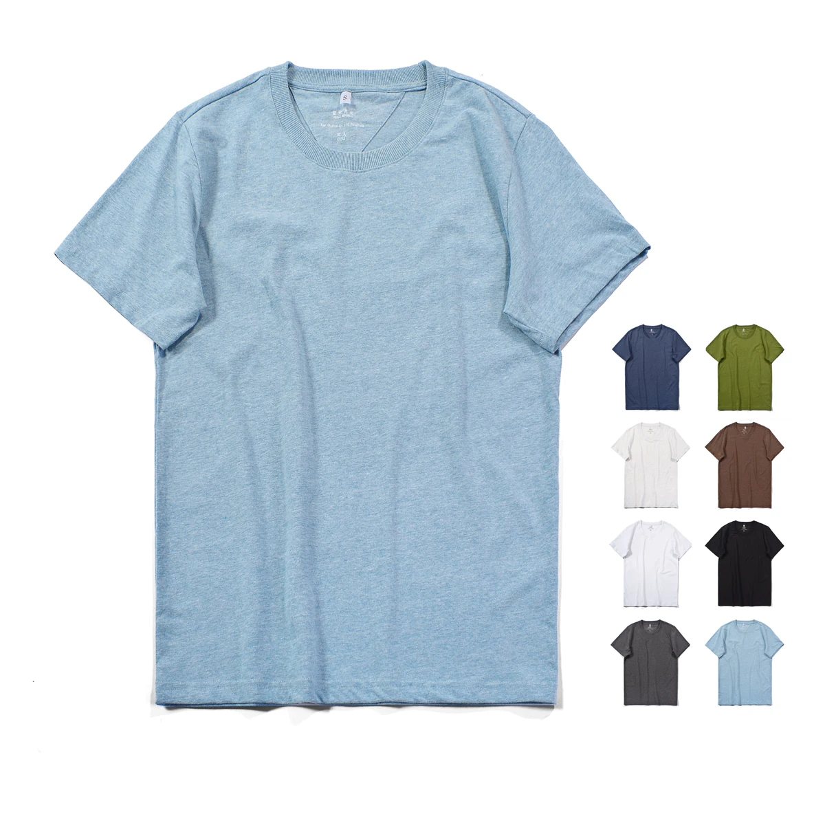 Футболка мужская с круглым вырезом Классическая мягкая однотонная хлопковая