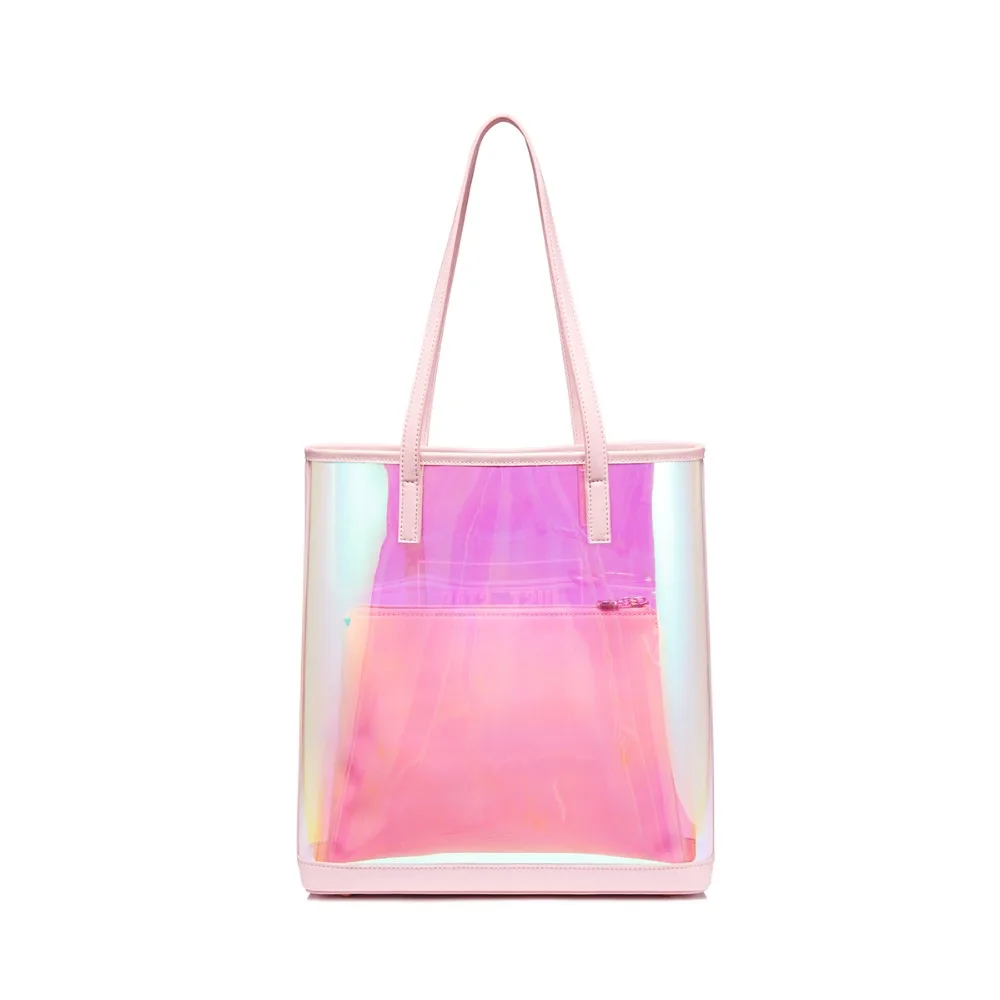 JUST STAR Brand Women's TPU Shoulder Bags Female Transparent Beach Summer Handbags Ladies Fashion Colorful Jelly Tote Purse | Багаж и