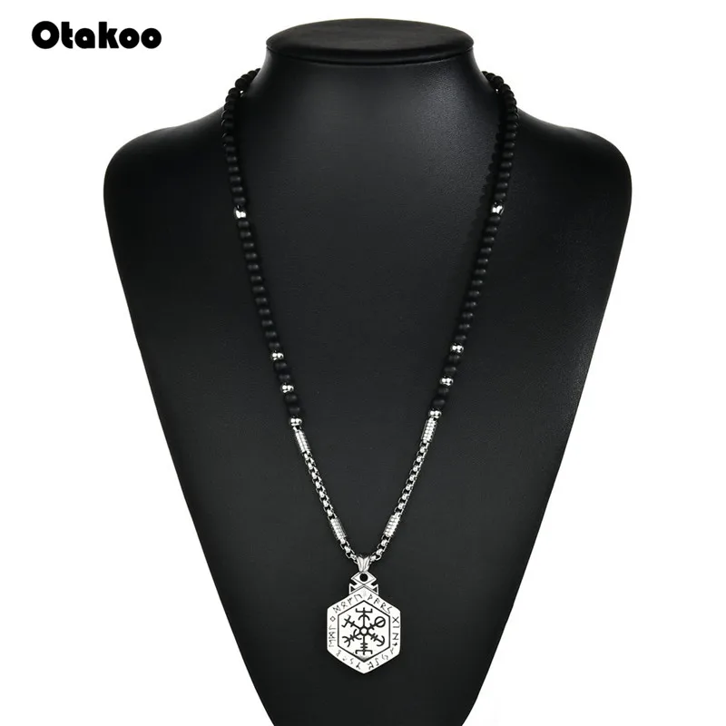 Otakoo Новый дизайн Черная 4 мм каменная бусина с каменной бусинкой мужские Подвески