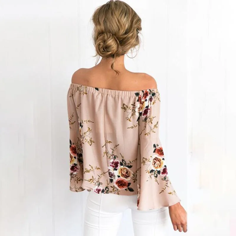 Повседневная Свободная блузка с воротником лодочкой летняя рубашка Женская