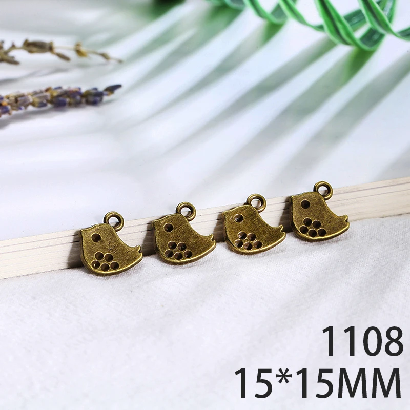 

15*15mm 10pcs Double-Sided Bird Alloy Pendant For Diy Jewelry Making 2 Colors Antique Silver Antique Bronze No.1108