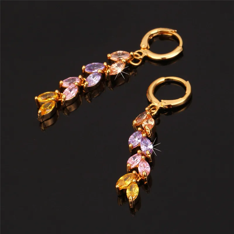 

U7 Noble Leaf Wedding Necklace Set Yellow Gold Color Trendy Necklace Earrings Bracelet Bridal Jewelry Set For Women S581