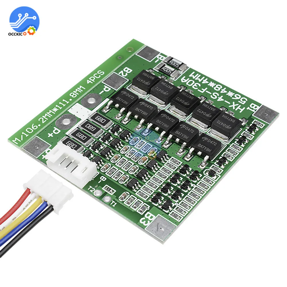 BMS 4S 14,8 V 30A 18650 Защитная плата для литиевой батареи 18650 балансировочная плата эквалайзера с проводом