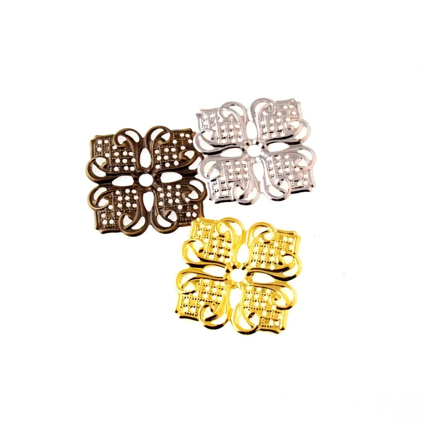 Free shipping 30Pcs Filigree Square Flower Wraps Connectors Metal Crafts Gift Decoration DIY 35x35mm | Дом и сад