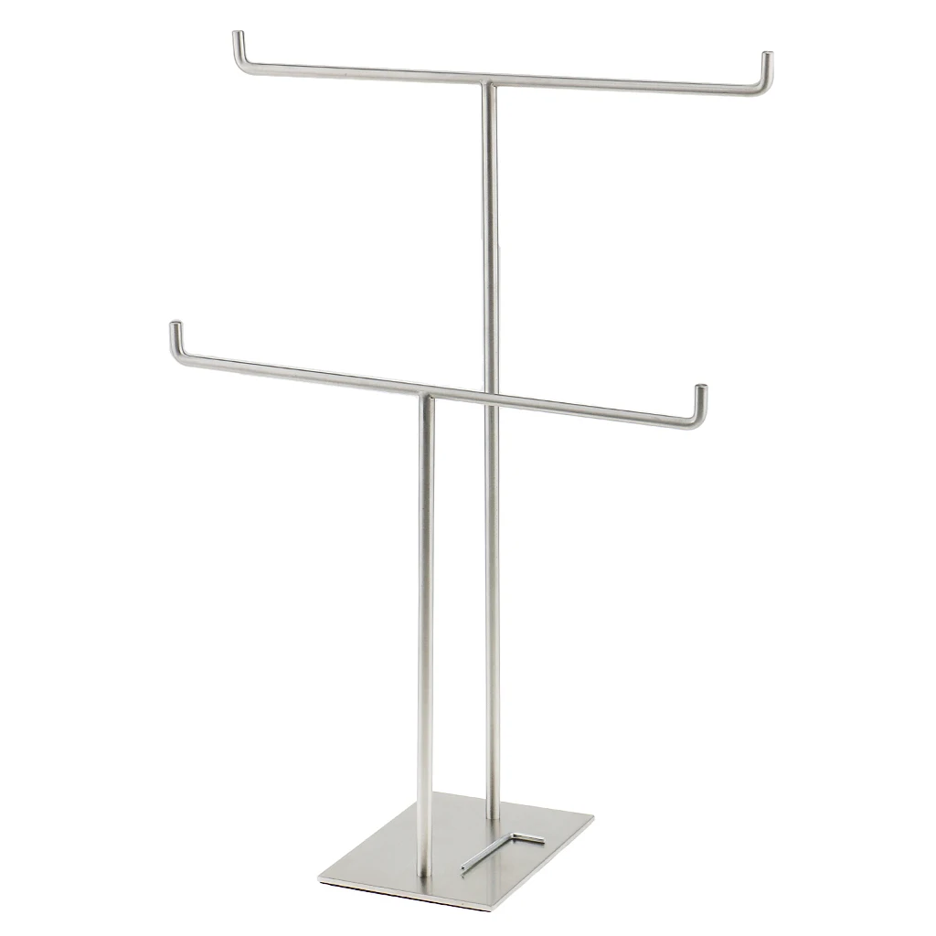 stainless steel retail store scarf display free stand holder bath hand towel rack organizer double bar rails free global shipping