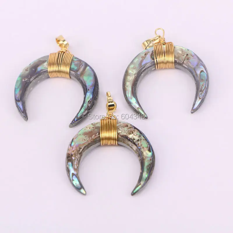 5 шт. подвеска в виде полумесяца|horn pendant|wire wrapshell horn |