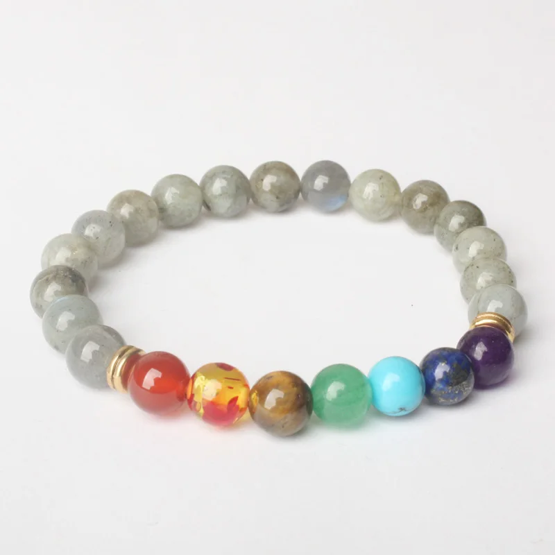 labradorite 8X8 мм Агаты аметисты Амазонит вулкан лабрадорит Круглые бусины с золотой монетой разделенные бусины эластичный браслет " L - Окраска металла: labradorite