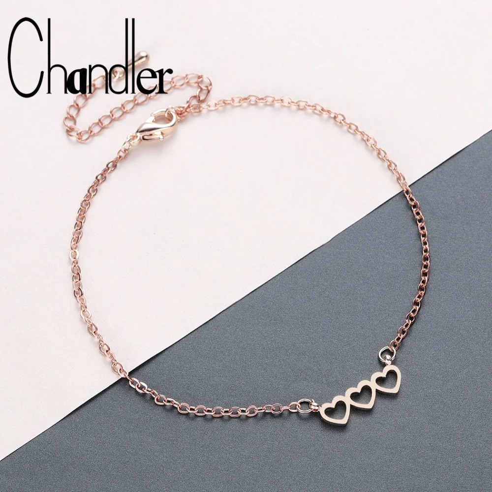 

Chandler Three Heart Bracelets Dainty Love Charm Bangle For Women Girls the Best For Her Femme Stainless Steel
