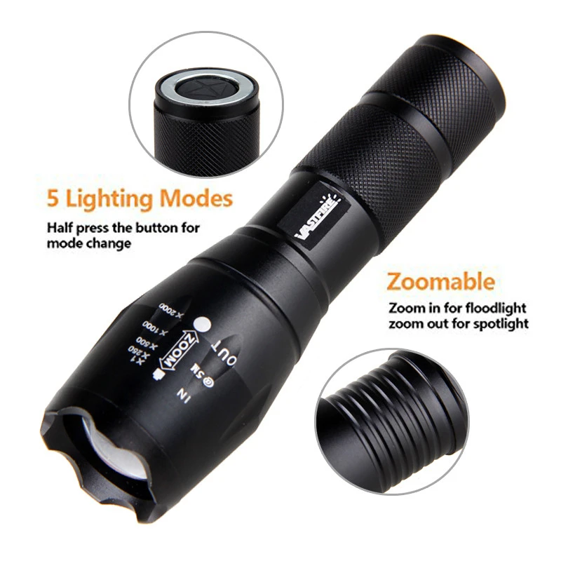 VastFire 3 Light color 350 Lumens Zoomable Focus LED Tactical Flashlight Hunt Torch | Лампы и освещение