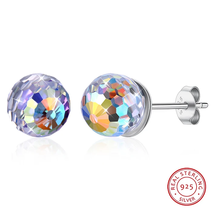 BAFFIN классические круглые серьги-гвоздики с кристаллами из кристаллов Swarovski S925 Серебряный пирсинг для женщин Свадебная вечеринка повседневные украшения - Окраска металла: Crystal AB