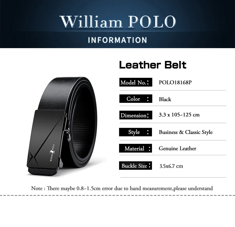 Мужской ремень от бренда WILLIAMPOLO из натуральной кожи, роскошный модный Высококачественный ремень с автоматической пряжкой, классический ремень с пряжкой из сплава, подарок, упаковка