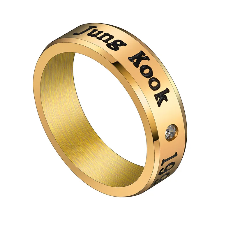 gold JK Auxauxme Titanium Steel Rap Monster Zircon Rings Gold Wedding Promise Ring For Women Men Engagement Jewelry Gift - Цвет основного камня: gold JK