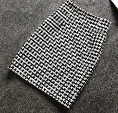 Houndstooth Осенне-зимняя женская юбка модная дамская юбка миди с высокой талией Хаундстут плюс размер юбка юбки женские S386 - Цвет: Houndstooth