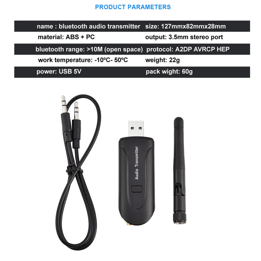 VAORLO Bluetooth аудио передатчик 3 5 мм A2DP стерео музыка беспроводной адаптер для ТВ