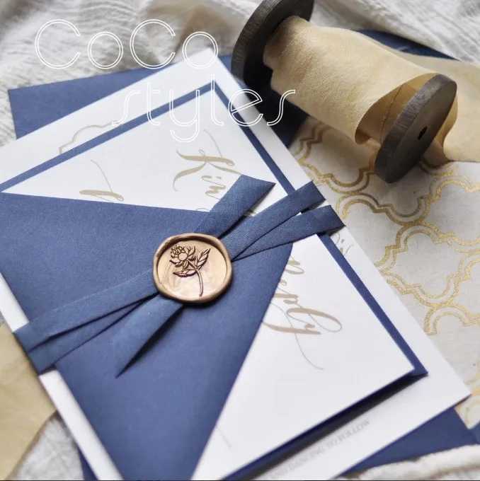 Cocostyles персонализированный красивый темно синий конверт с золотой фольгой