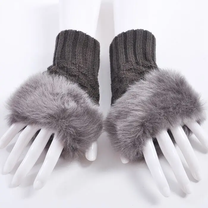 Зимние милые теплые женские перчатки smart point плюшевые без пальцев с мультяшным