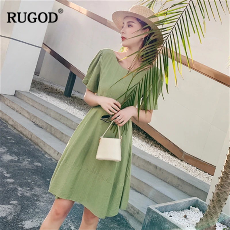 RUGOD 2019 новое поступление женское зеленое платье авокадо с открытой спиной