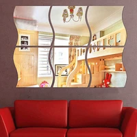 3pcsset modern art mirror removable wall sticker for tv background living room bedroom mirror mural wall decal diy home decor