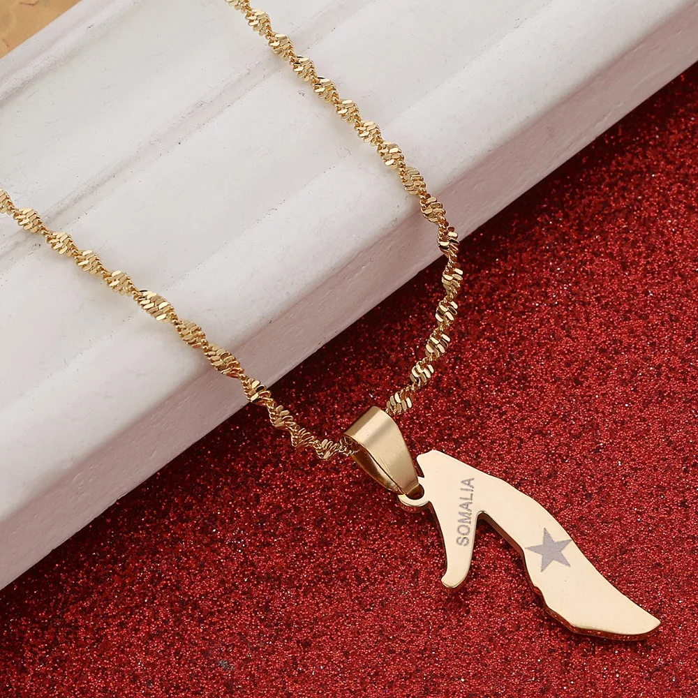 Женское Ожерелье золотистого цвета Soomaaliya, Маленькая подвеска в виде карты страны