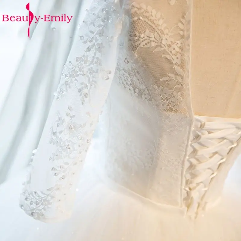 Женские длинные кружевные свадебные платья Emily бальные с длинным рукавом и