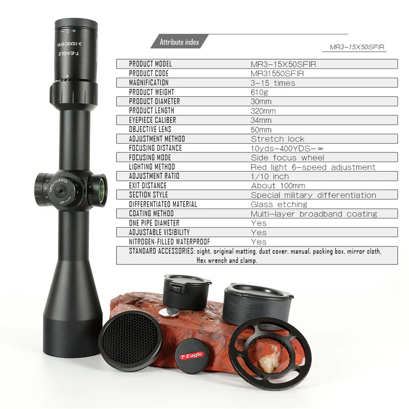 Брендовые футболки для малышей девочек-Орел MR3-15X50SFIR Тактический RiflesScope AirRifle