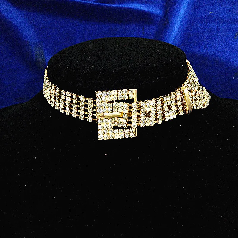 Женский чокер со стразами свадебное ожерелье с уникальной пряжкой для ремня