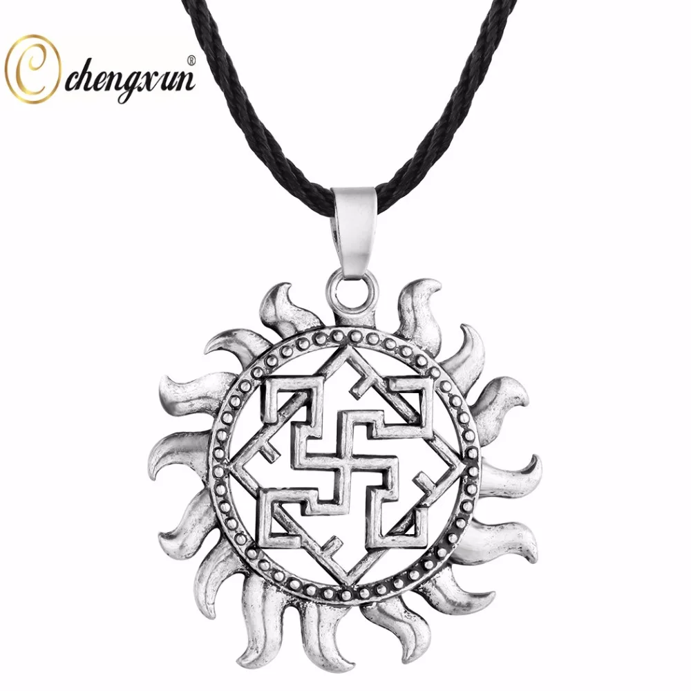 CHENGXUN Fashion Male Solar Sun Pendant Necklace Leather Chain Vintage Ancient Charms Choker Trendy Jewelry | Украшения и