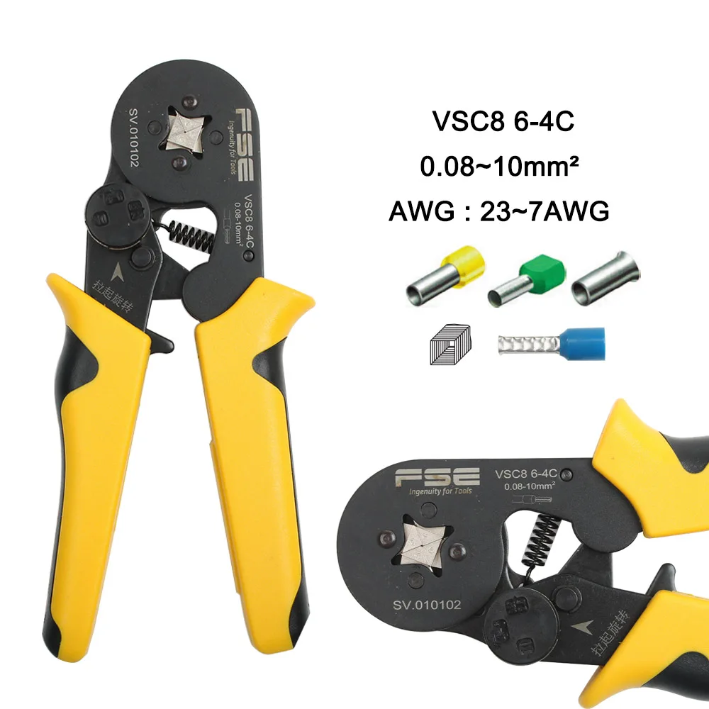 VSC8 6-4C VSC8 16-4A 6-4A 0,25-10 мм 23-10AWG регулируемые точные обжимные плоскогубцы трубка обжимной терминал Ручной инструмент VSC9 6-4A - Цвет: VSC8 6-4C