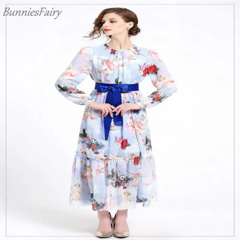 BunniesFairy богемный Вдохновленный Ангел Фэнтези цветочный принт длинное платье