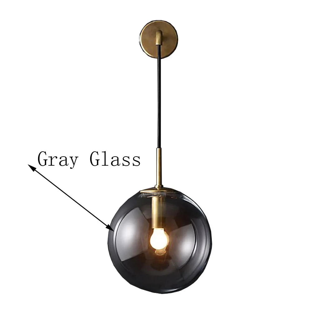 Постсовременный стеклянный настенный светильник серый прозрачный шар