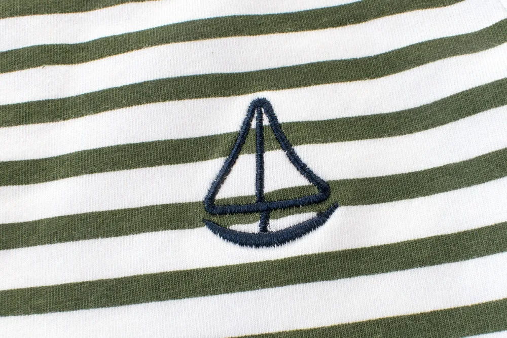 

Fashion stripe cotton 3 colors sailing embroidery boutique kids boys t-shirt