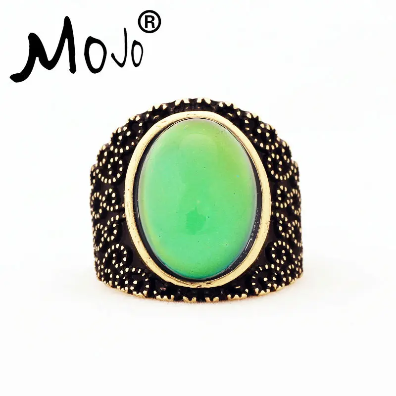 

Mojo Vintage Bohemia Retro Color Change Mood Ring Emotion Feeling Changeable Ring Temperature Control Ring for Women MJ-RG005