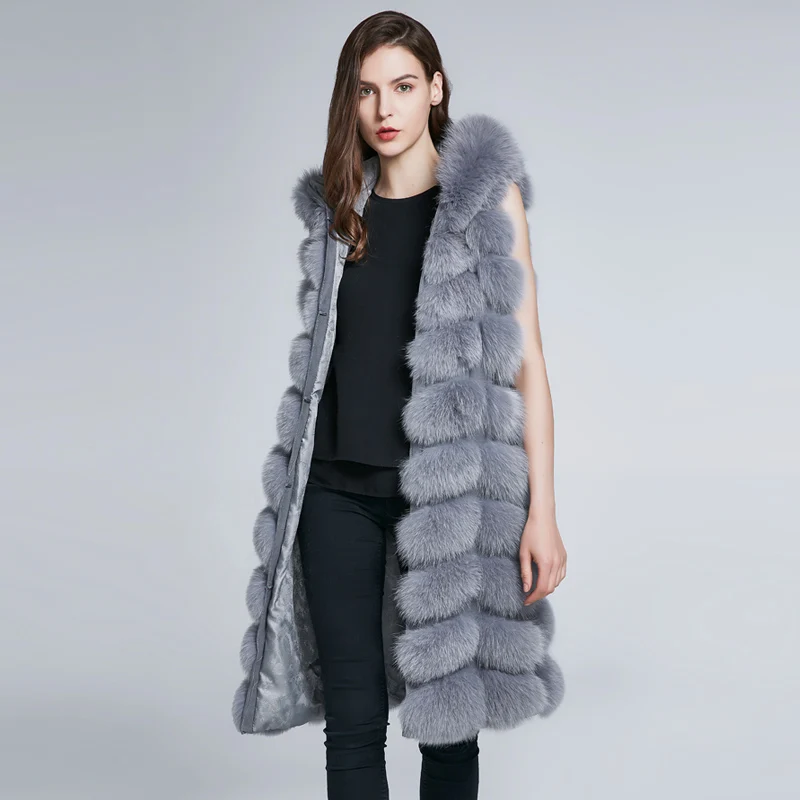 real fox fur ves from female natural fur coat genuine leather t feather warm stripes 2021winter