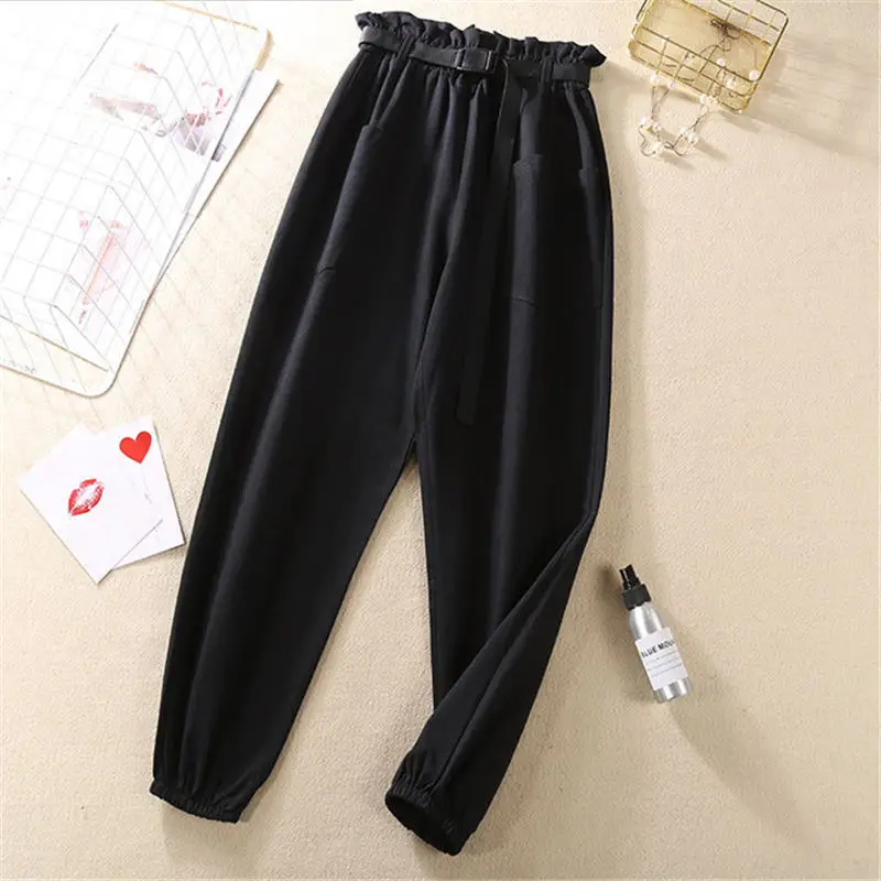 Black Сезон весна-лето; брюки с высокой талией; Pantalon Femme; Повседневная Уличная одежда; черные брюки; женская одежда; свободные женские брюки-карго; Q1250 - Цвет: Black