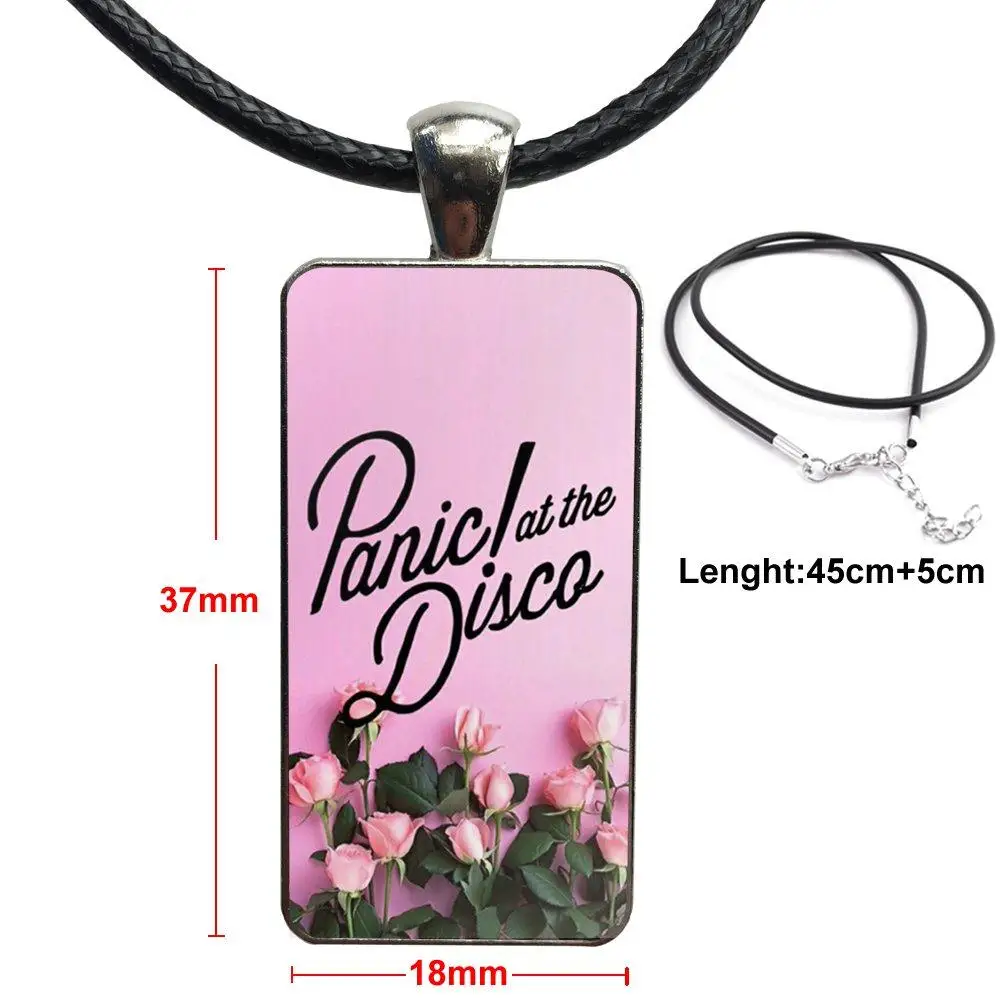 For Women Glass Cabochon Jewelry Stainless Steel Color With Long Pendant Choker Rectangle Necklace Panic At Disco | Украшения и