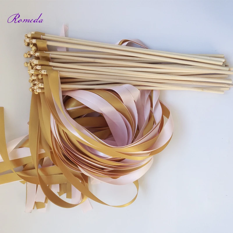 Горячая распродажа 50 шт./лот золотые и розовые свадебные ленты палочки с золотым