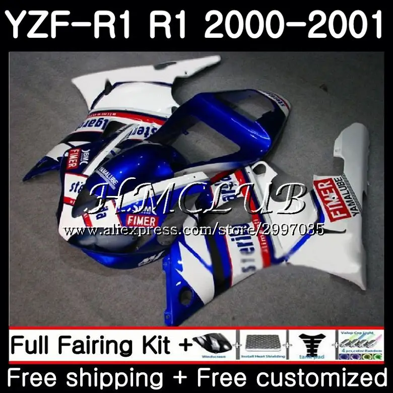 

Body For YAMAHA ZF 1000 YZF-1000 YZF R1 2000 2001 Frame 19HC.9 YZF-R1 YZF R 1 00 01 Blue white HOT YZF1000 YZFR1 00 01 Fairings