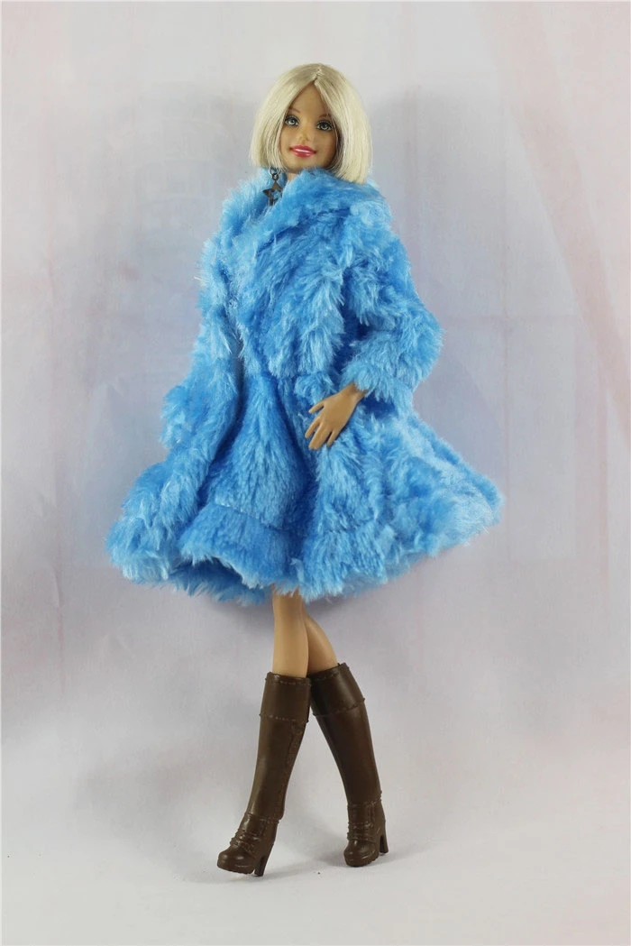 

Fashion Leopard Winter Fur Coat For Barbie Dolls Clothes Long Dress Vestido Coat For 1/6 BJD Doll Accessories