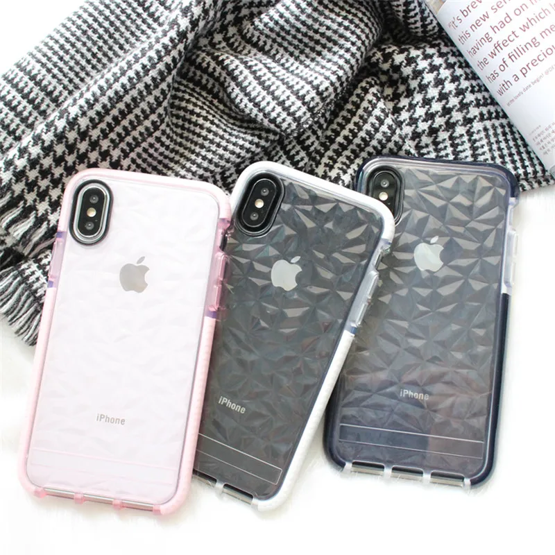 Простой противоударный силиконовый чехол для iPhone X XR XS Max с алмазным узором 6 6s 7 8