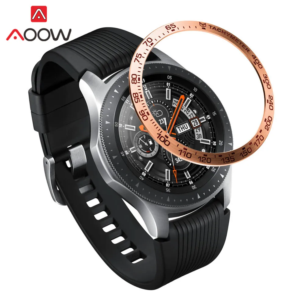 B-Rose gold red Нержавеющая сталь ободок кольцо стиль для samsung gear S3 Frontier Galaxy Watch 42 мм 46 мм клейкая крышка защита аксессуары - Цвет ремешка: B-Rose gold red