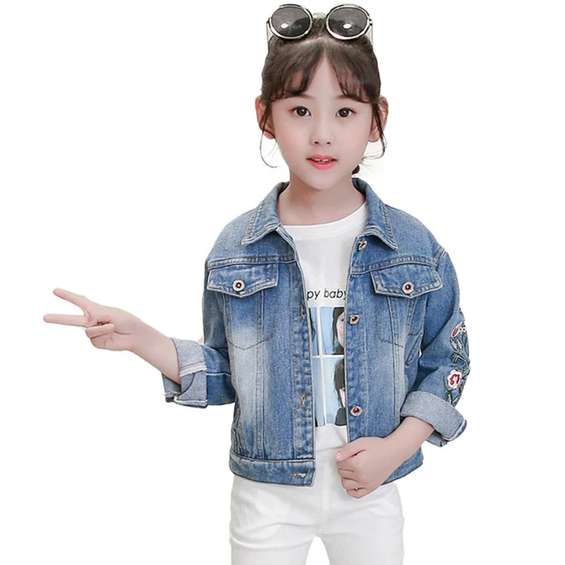 Детская джинсовая куртка Rlyaeiz Весенняя Модная Джинсовая для девочек светильник с