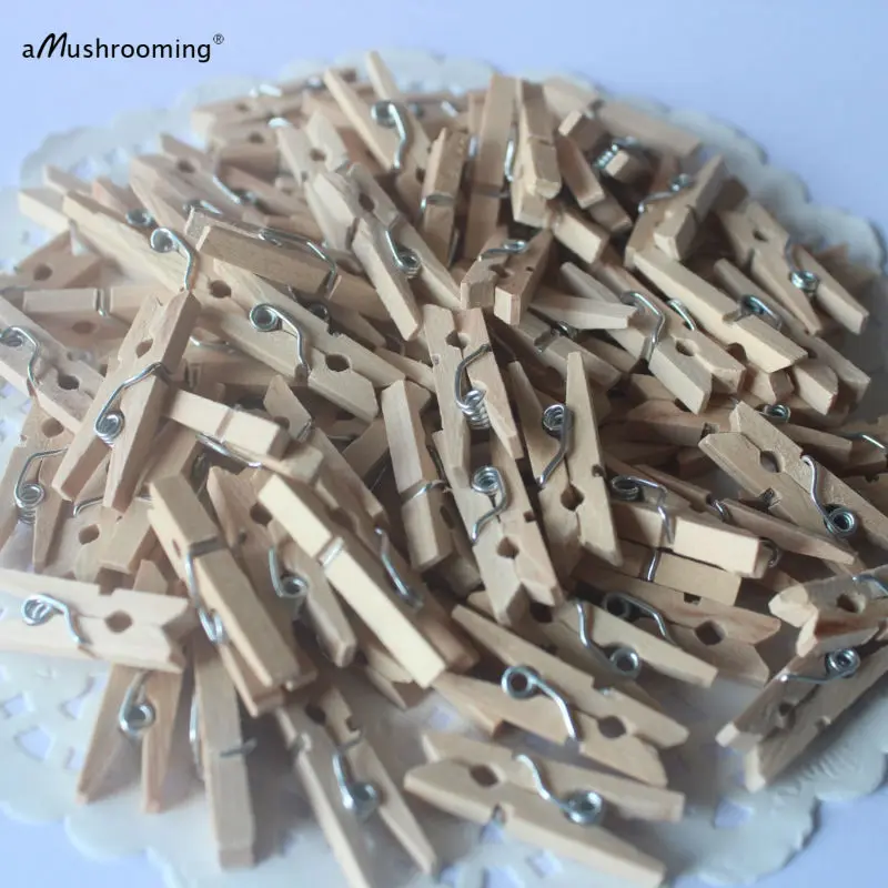 50 Мини Деревянные Пружинные прищепки клипсы украшение миниатюрное Ремесло Зажим